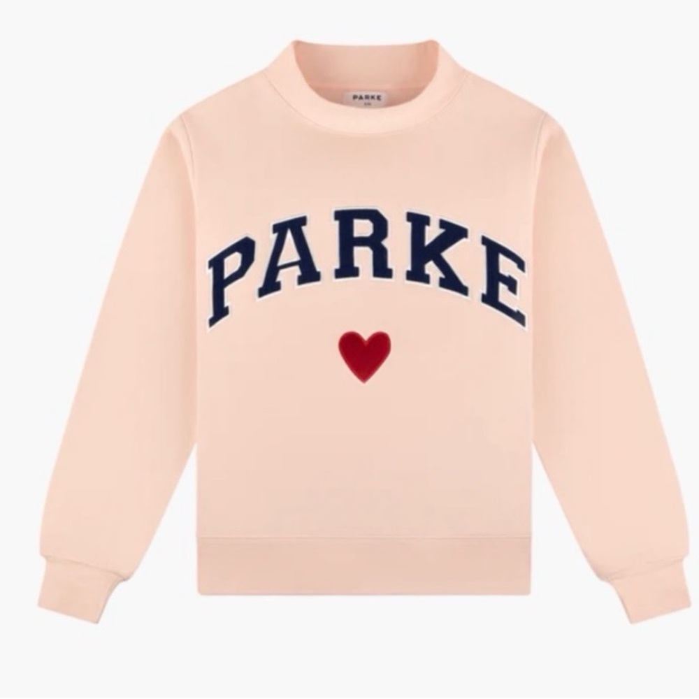 PARKE Heart Varsity Mockneck—Peony + Denim